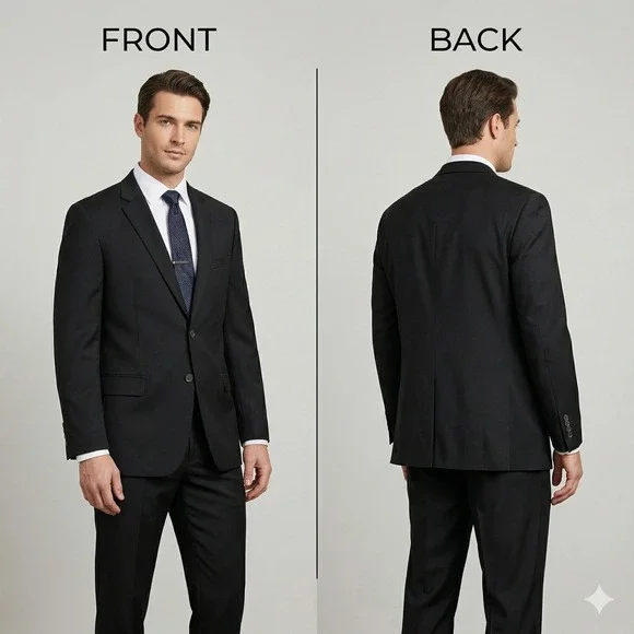 Lauren Ralph Lauren Mens Black Two Button Blazer Suit Jacket Made in Canada - Picture 4 of 16